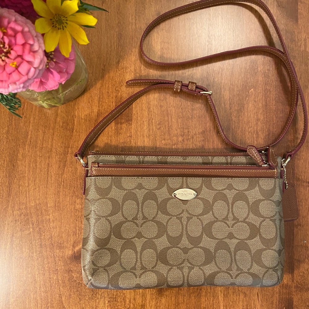 SOLD - Authentic COACH Signature Crossbody - Camel, Gold, and Brown
